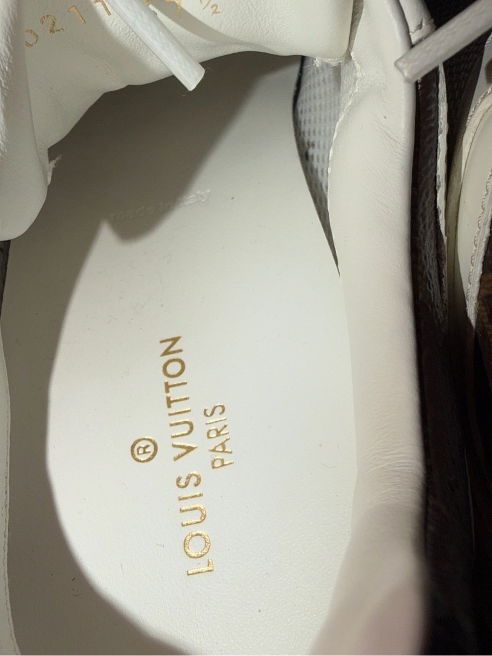 Louis Vuitton White & Brown Monogram Run Away Sneaker-37 1/2 - Picture 7 of 9